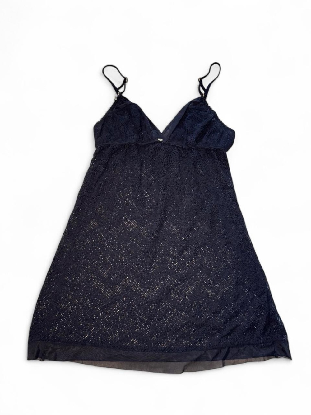 Y2K vintage Victoria's Secret black mesh Lace babydoll lingerie dress large☮️